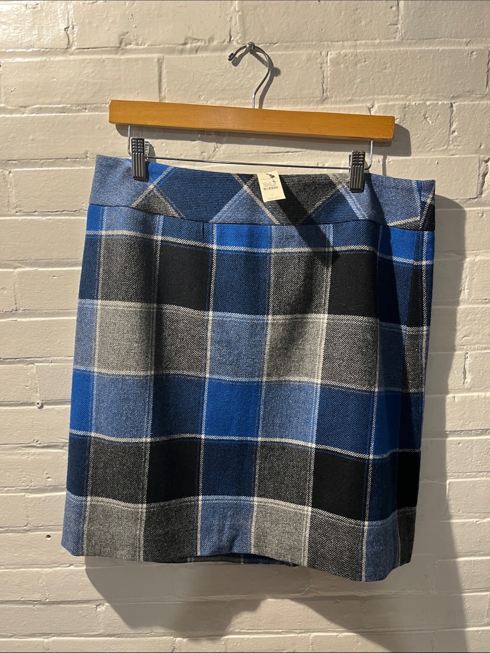 Talbots Blue and Gray Plaid Mini Skirt NWT